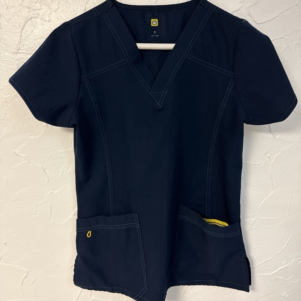 WonderWink Navy V-Neck Women's Short Sleeve Top